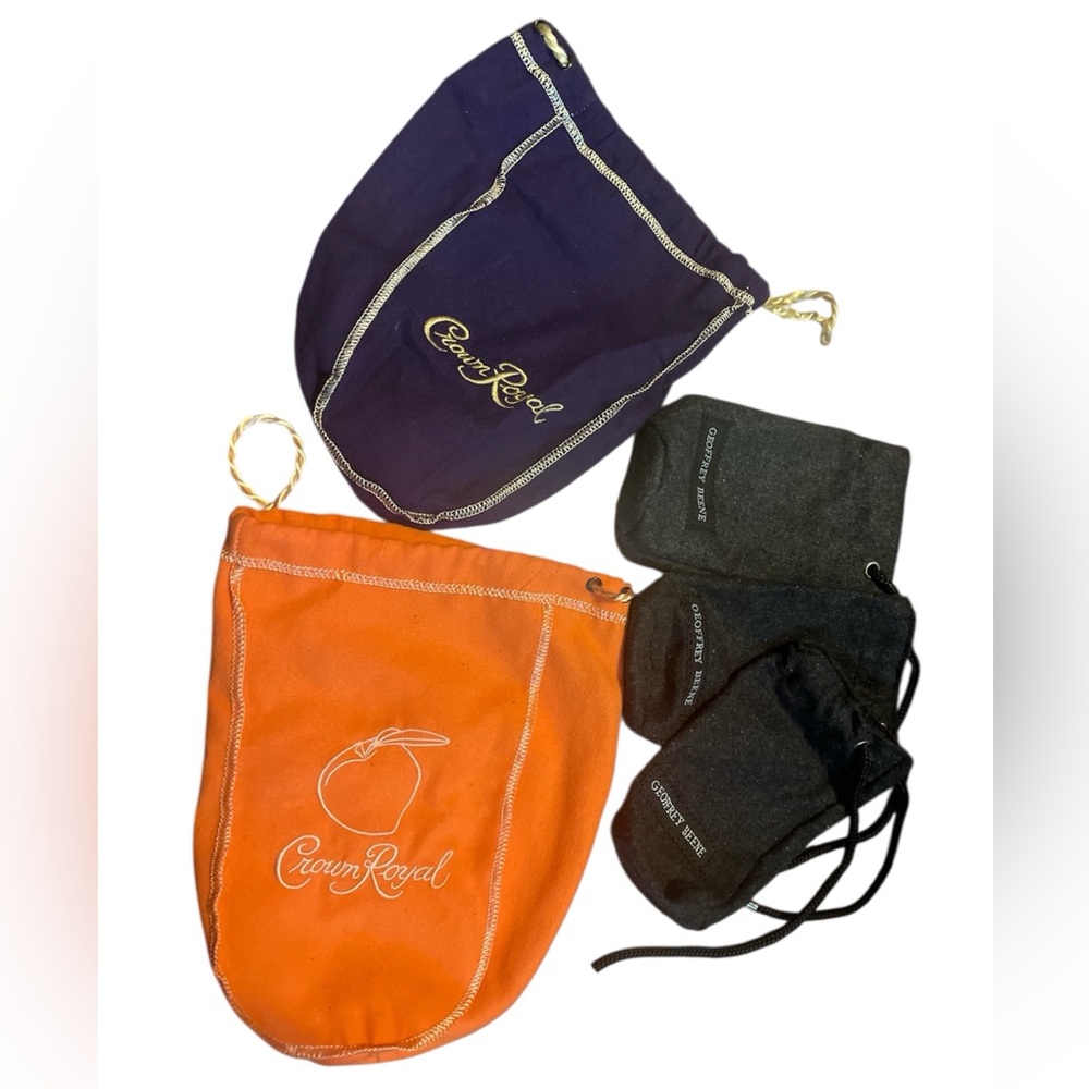 Crown Royal bags and Geoffrey Bean Gray Flannel bags
